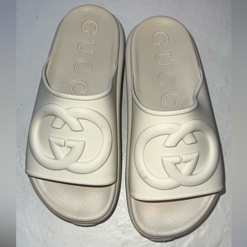 Platform - Cream Slide Sandals